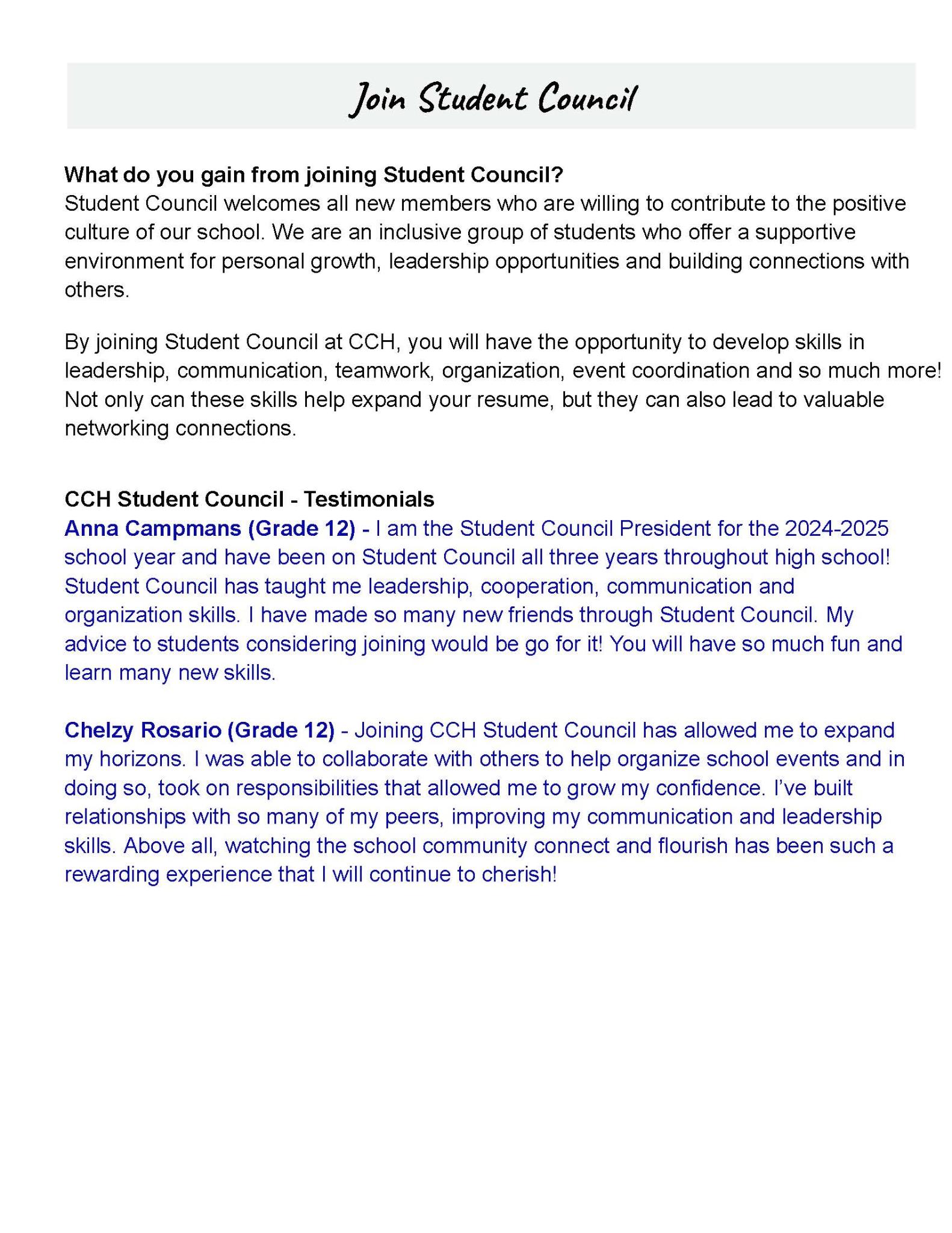 Student Council Information Booklet Page 5